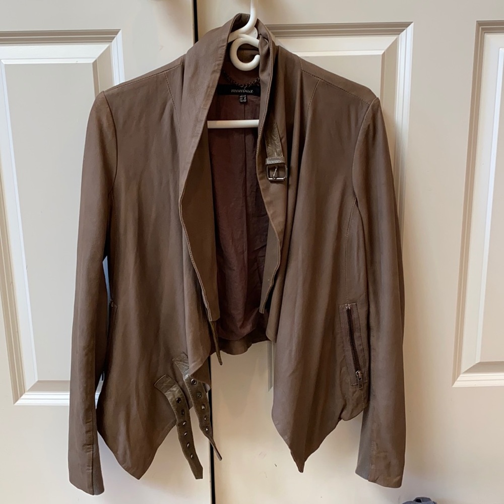 Muubaa jacket with leather trim brownish beige